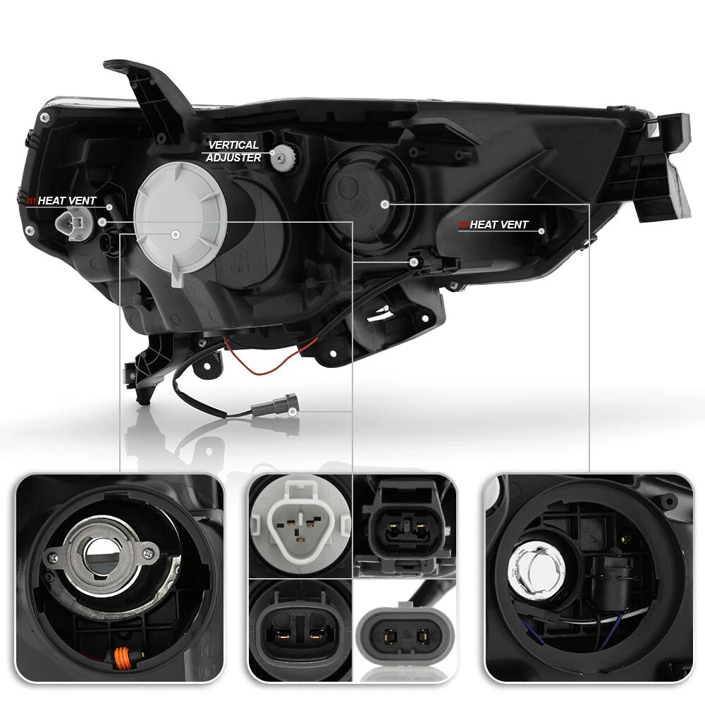 For 2014-2020 Toyota 4Runner Black LED Switchback Projector Headlights Headlamps - OMOTOR