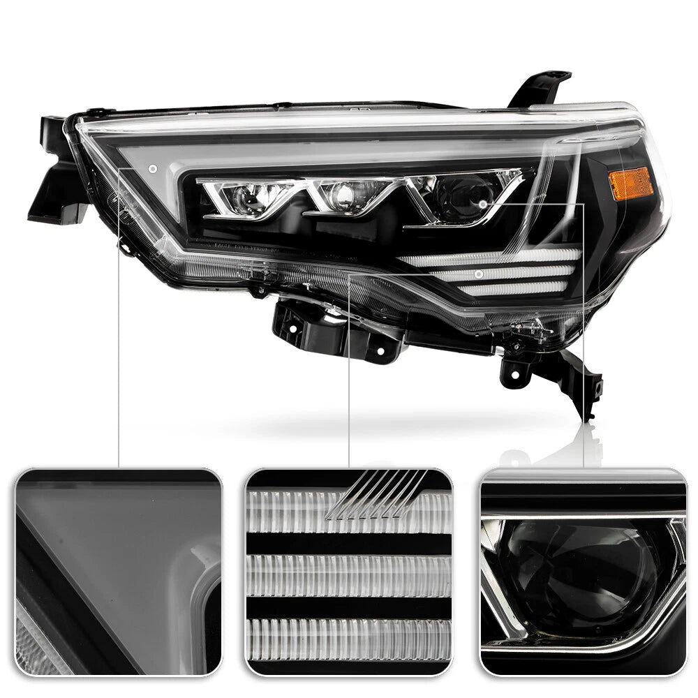 For 2014-2020 Toyota 4Runner Black LED Switchback Projector Headlights Headlamps - OMOTOR