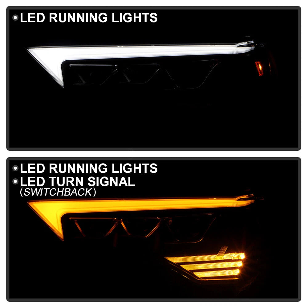 For 2014-2020 Toyota 4Runner Black LED Switchback Projector Headlights Headlamps - OMOTOR