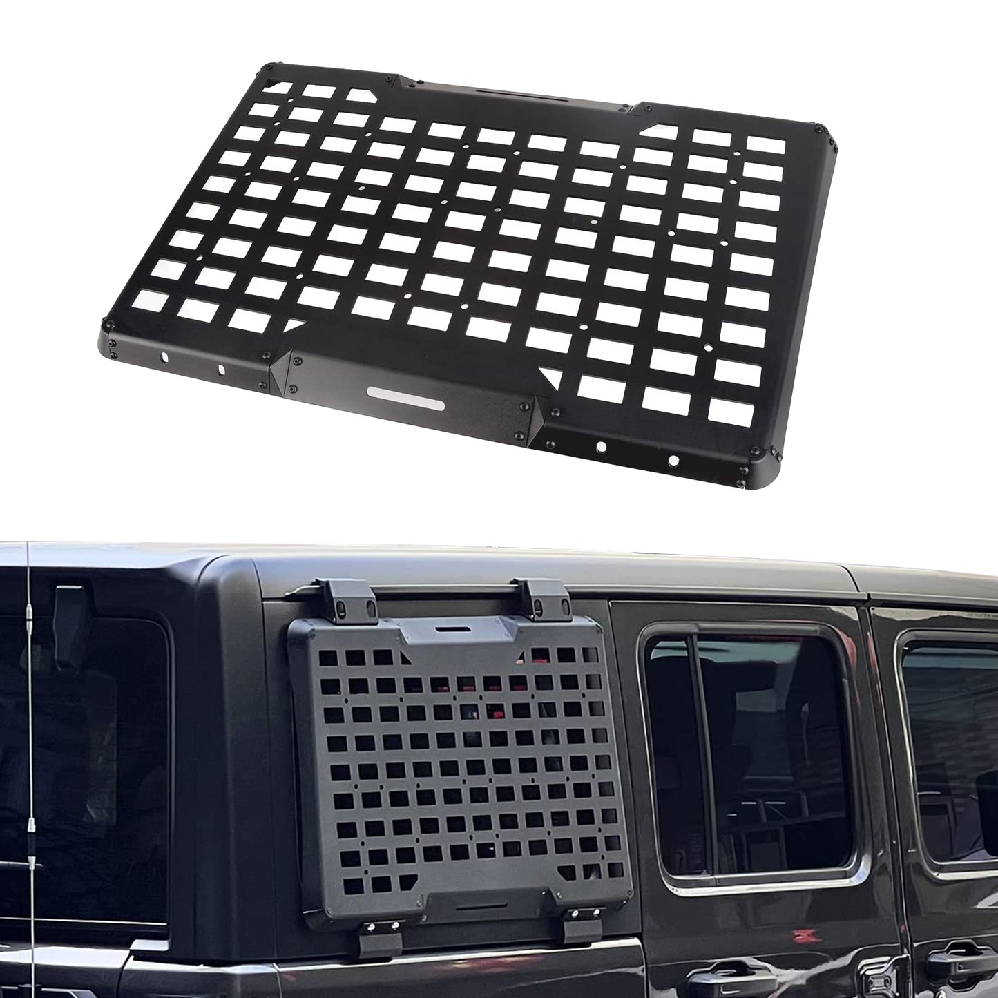 Rear Window Storage Molle Panel Flank Kit For Jeep Wrangler 2018-2025 JL 4 Doors