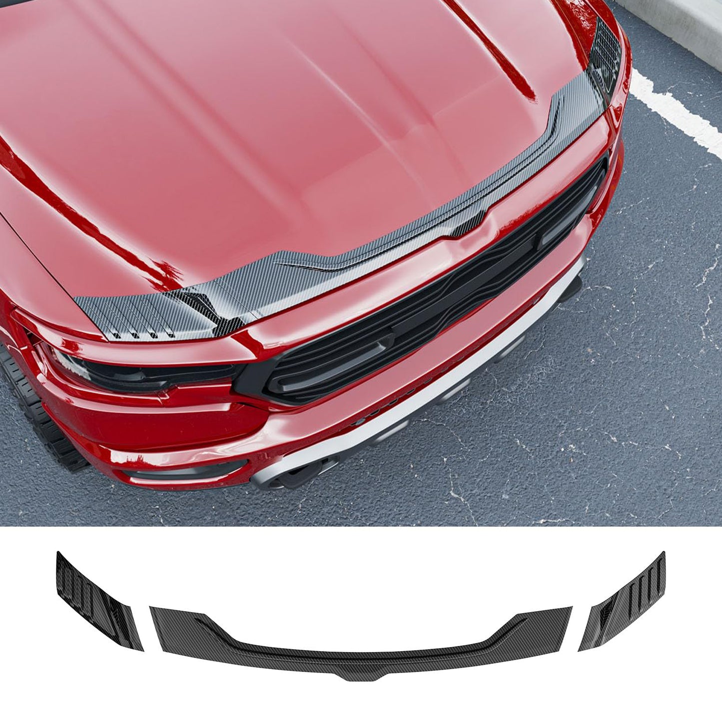 Hood Deflector Compatible with 2019-2025 Dodge Ram 1500 (No Rebel RHO TRX) - OMOTOR