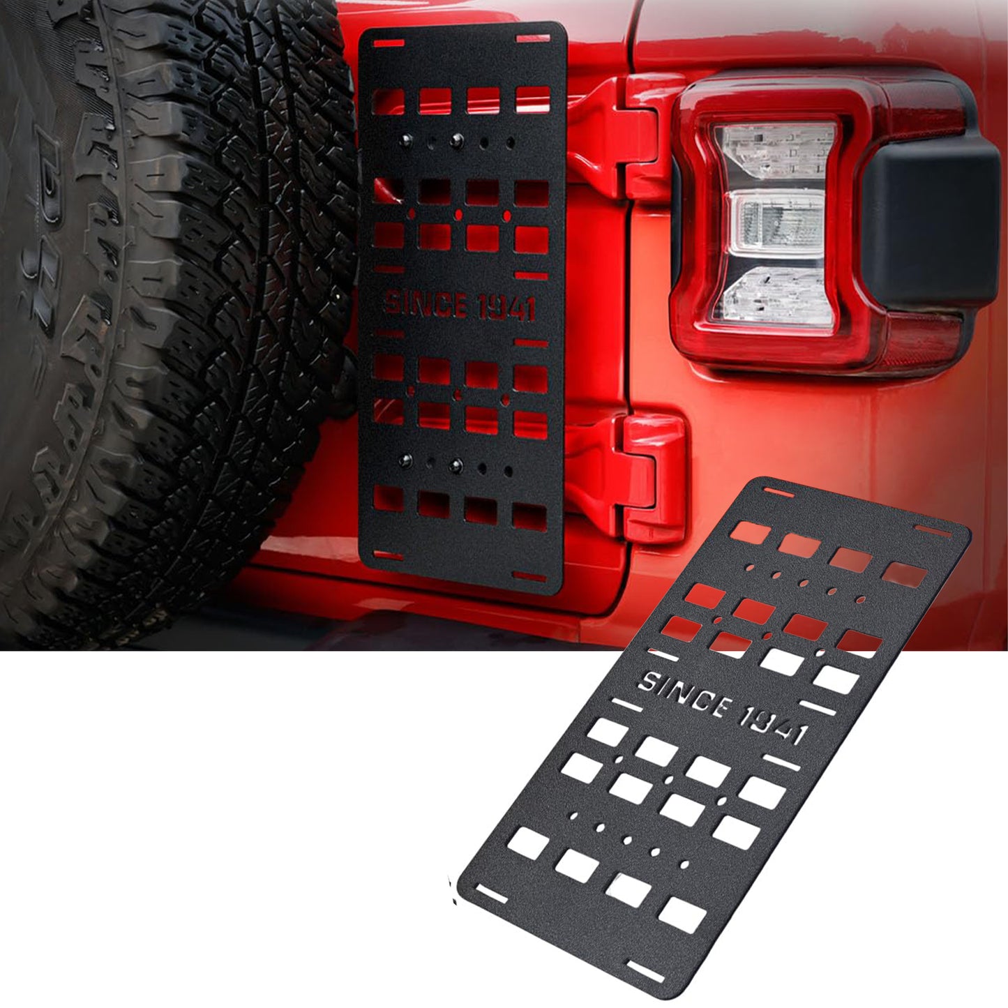 Rear Door Tailgate Molle Panel Fit for Jeep Wrangler JL JLU 2018-2024 Unlimited Sahara Rubicon Freedom Sport 2/4 Door (Exclude 2020-2022 Gladiator JT) - OMOTOR