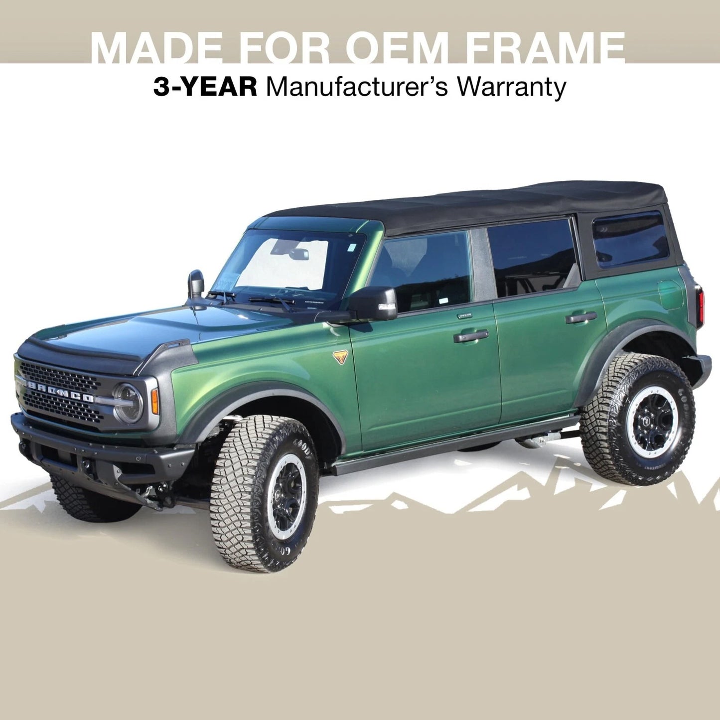 Soft Top Replacement 2021 - 2025 Ford Bronco 4DR - Black, Canvas - OMOTOR