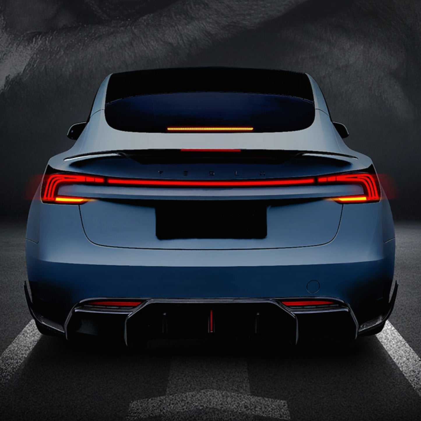Black ABS Rear Trunk Light Blade Spanning Tail Light Fits For Tesla Model 3 Highland