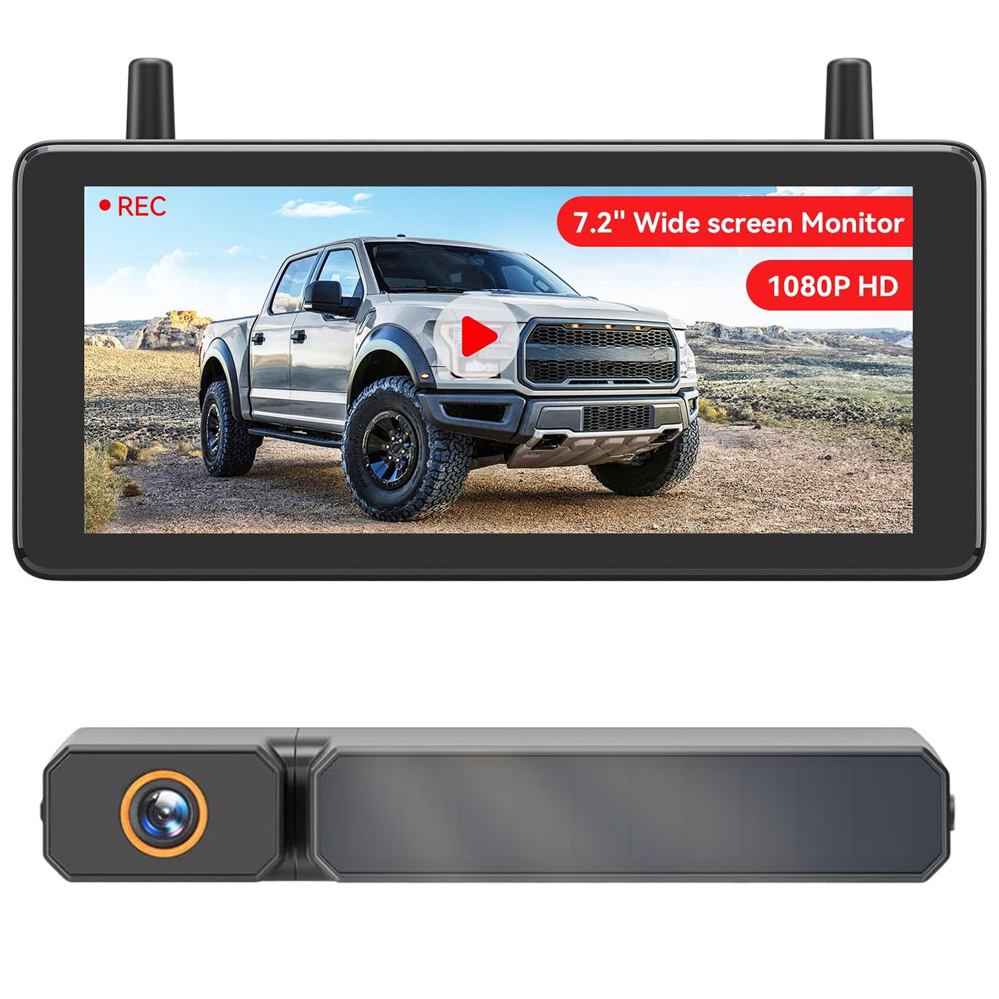 7.2" DVR Portable Solar Wireless Backup Camera For Car, Van, SUV, Truck, Trailer - OMOTOR