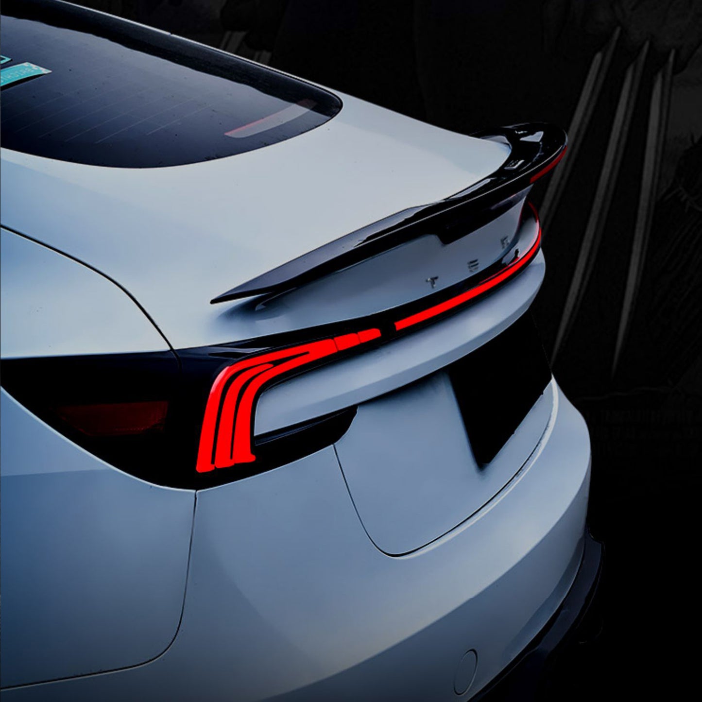 Black ABS Rear Trunk Light Blade Spanning Tail Light Fits For Tesla Model 3 Highland