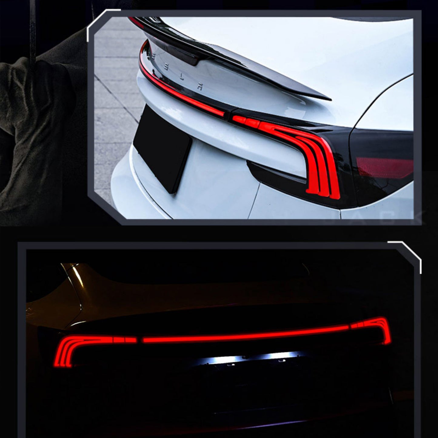 Black ABS Rear Trunk Light Blade Spanning Tail Light Fits For Tesla Model 3 Highland