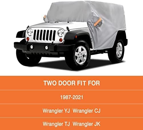 Wrangler Car Cab Cover Fit for 1987-2022 Jeep Wrangler CJ,YJ, TJ & JK 2 Doors, Waterproof Oxford Sun Shade Car Cover Door Hard top Off,Convenient Zipper for Trunk - OMOTOR