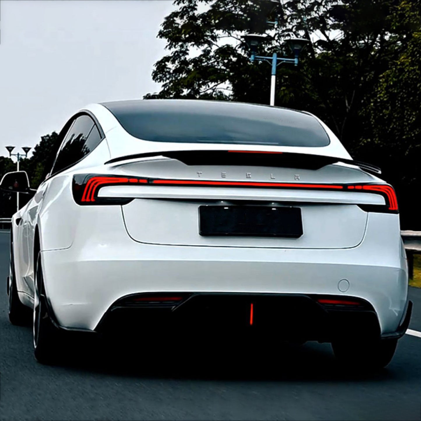 Black ABS Rear Trunk Light Blade Spanning Tail Light Fits For Tesla Model 3 Highland