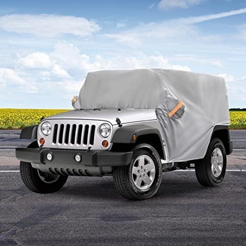 Wrangler Car Cab Cover Fit for 1987-2022 Jeep Wrangler CJ,YJ, TJ & JK 2 Doors, Waterproof Oxford Sun Shade Car Cover Door Hard top Off,Convenient Zipper for Trunk - OMOTOR