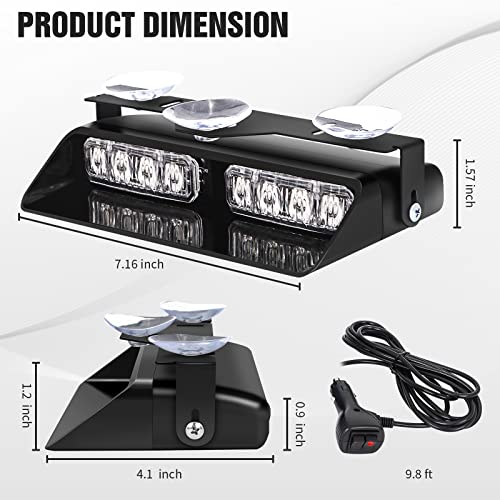 2 in 1 Dash Strobe Lights Front/Rear 16 LED Windshield Lights