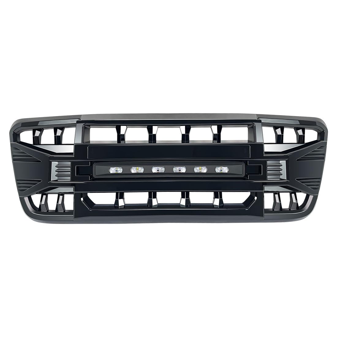 Front Grill Replacement for F150 2004-2008, Matte Black Front Bumper Grille w/Off-Road Lights - OMOTOR