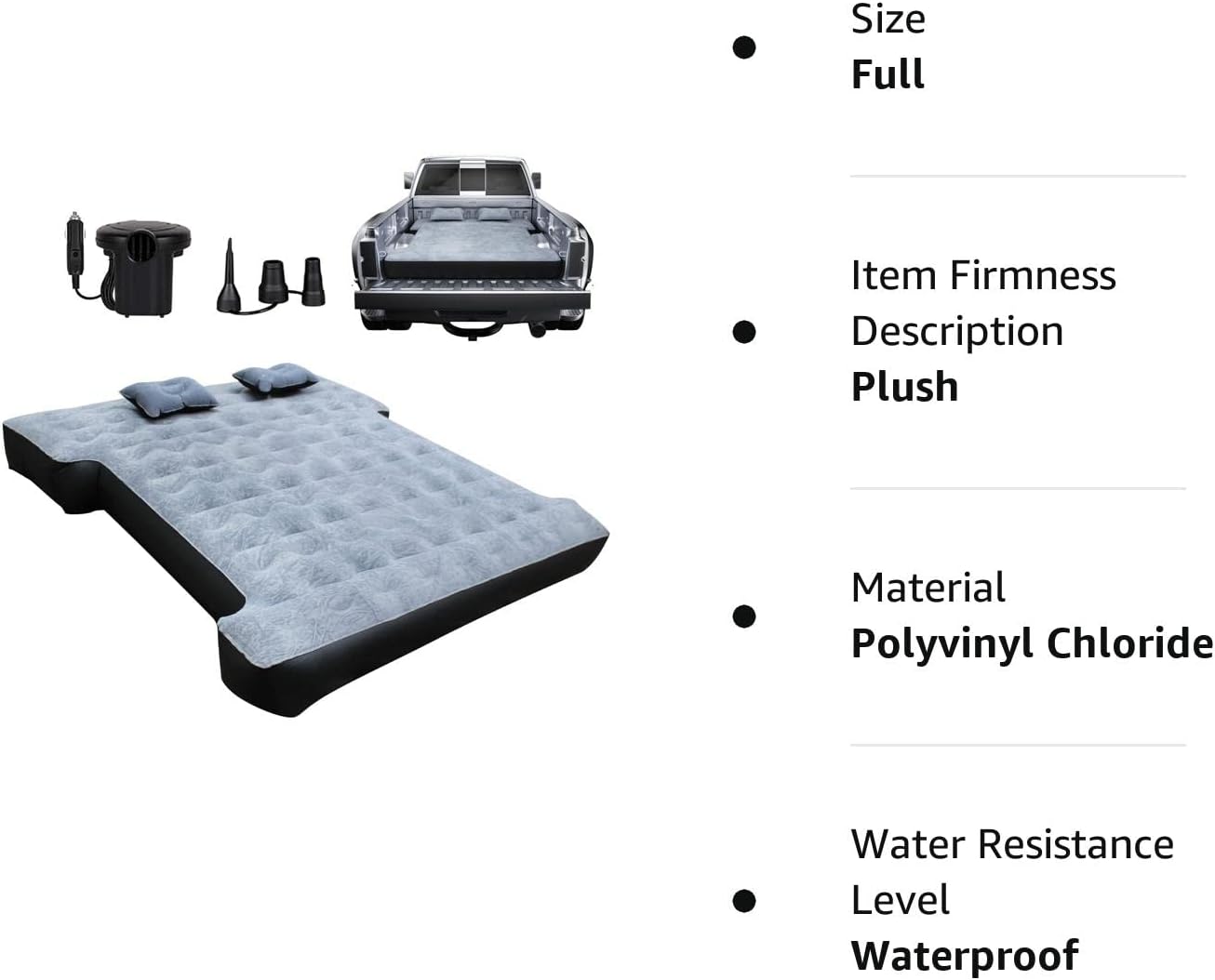 Inflatable Truck Bed Air Mattress for Full Size Short Truck Beds, 5.5-5.8ft, with Pump & Carry Bag. Perfect for Outdoor Adventures. - OMOTOR