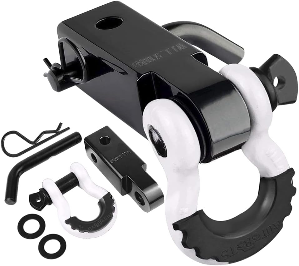 Tow Hitch Receiver 2, 45,000 Lbs Break Strength Heavy Duty Receiver with 5/8 Screw Pin, 3/4 Shackle, Towing Accessories for Vehicle Recovery Off-Road - OMOTOR