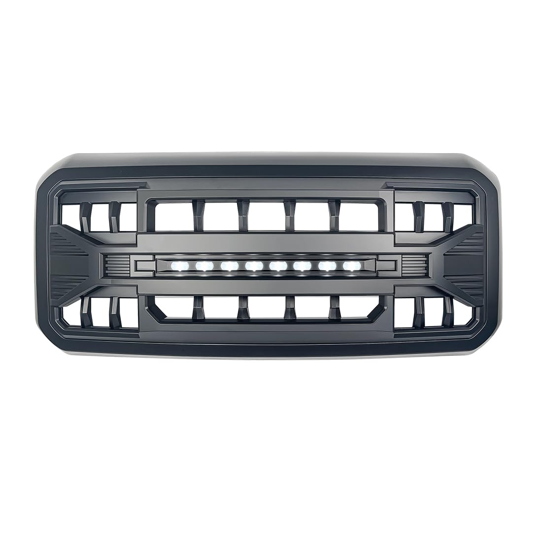 Front Grille Compatible with 2011-2016 F250 F350 F450 F550 Super Duty, Matte Black Front Bumper Grill Guard w/Off-Road Lights - OMOTOR
