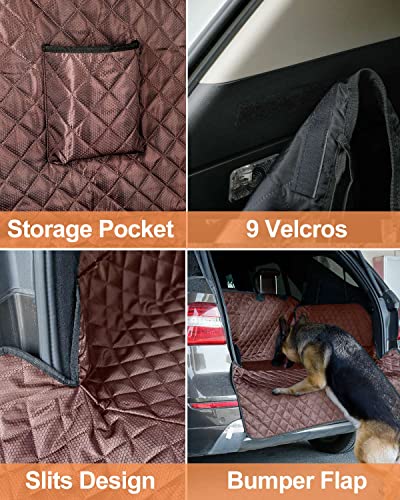 PETICON SUV Cargo Liner for Dogs, Waterproof Pet Cargo Cover Dog Seat Mat for SUVs Sedans Vans with Bumper Flap Protector, Non-Slip, Large Size Universal Fit, Black - OMOTOR