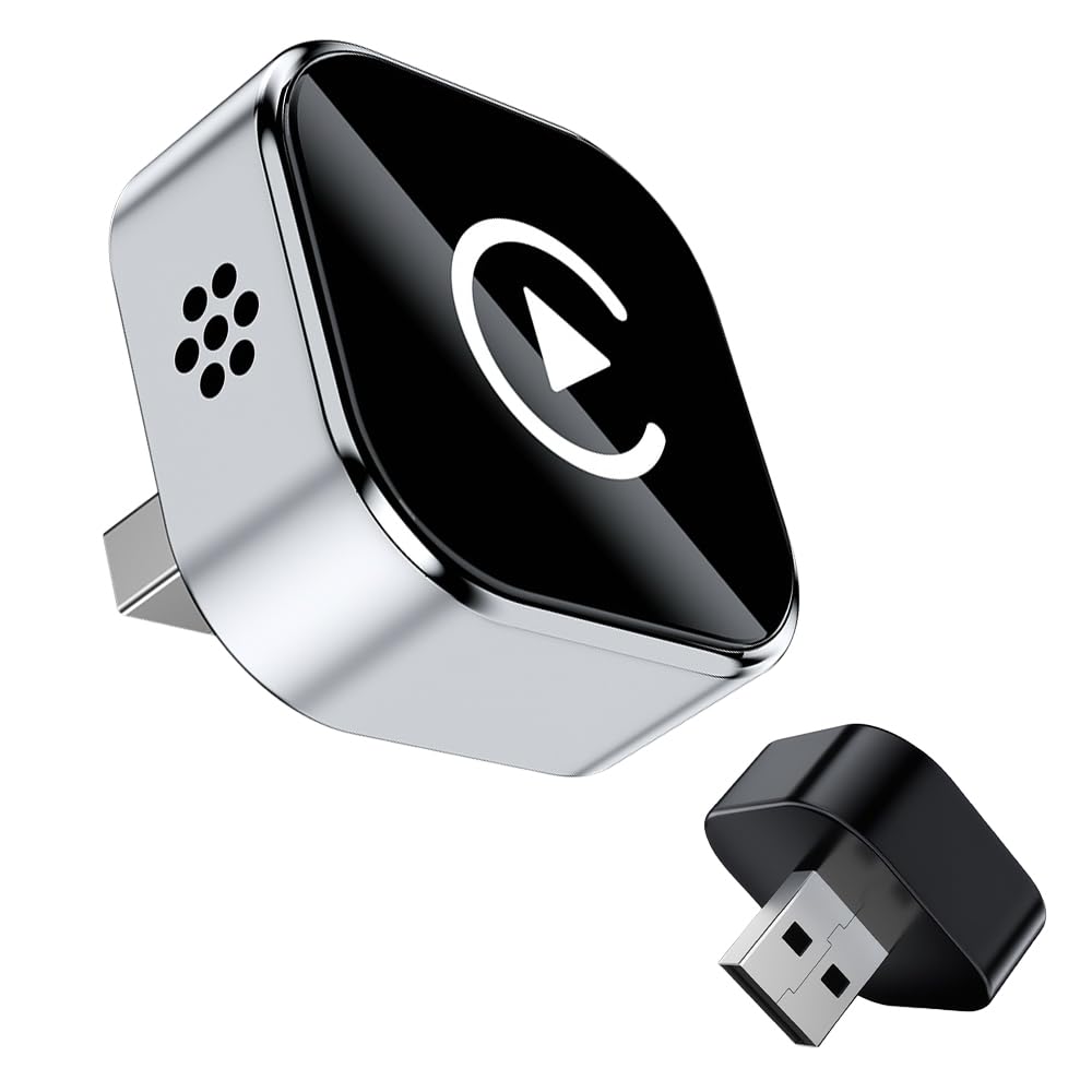 Wireless CarPlay Adapter for iPhone Android, 2025 Upgraded Mini USB Wireless Apple Car Play Adapter, 2 in 1 Bluetooth Carplay Converts Wired to Wireless (Black-A)
