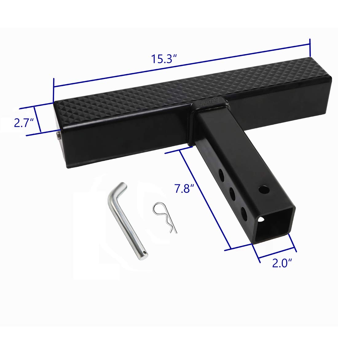 Hitch Step for 2” Receivers, Strong Steel Construction Rust Resistant Powder Coated Finish with Hitch Pin, 600lbs Maximum Load - OMOTOR