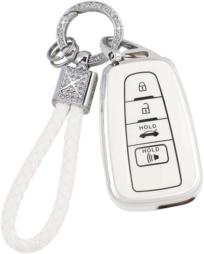 Key Fob Cover for Toyota Camry RAV4 Corolla C-HR Avalon Highlander Prius Smart Keys Case Shell Protector Bling Keychain