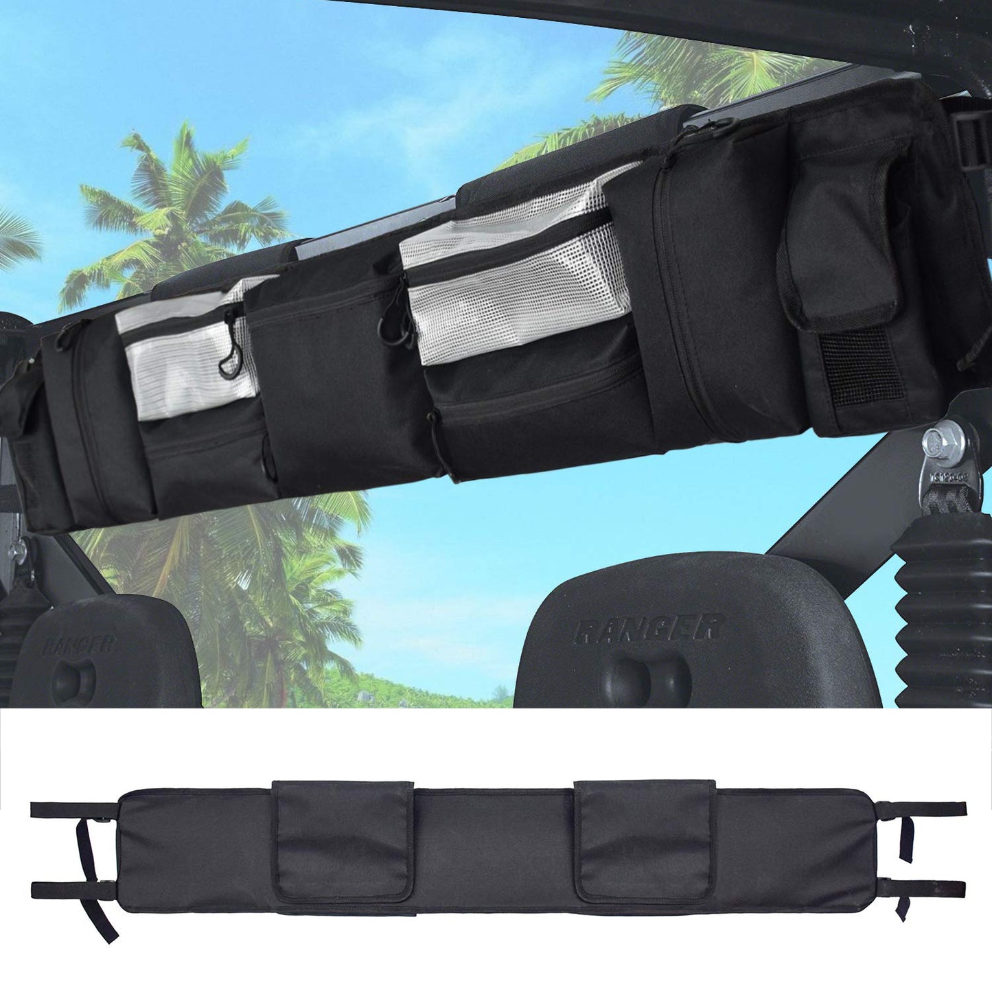 UTV Roll Cage Rear Storage Bag Gear Bags for Most Full Size UTVs, Polaris, Yamaha and Kawasaki UTVs