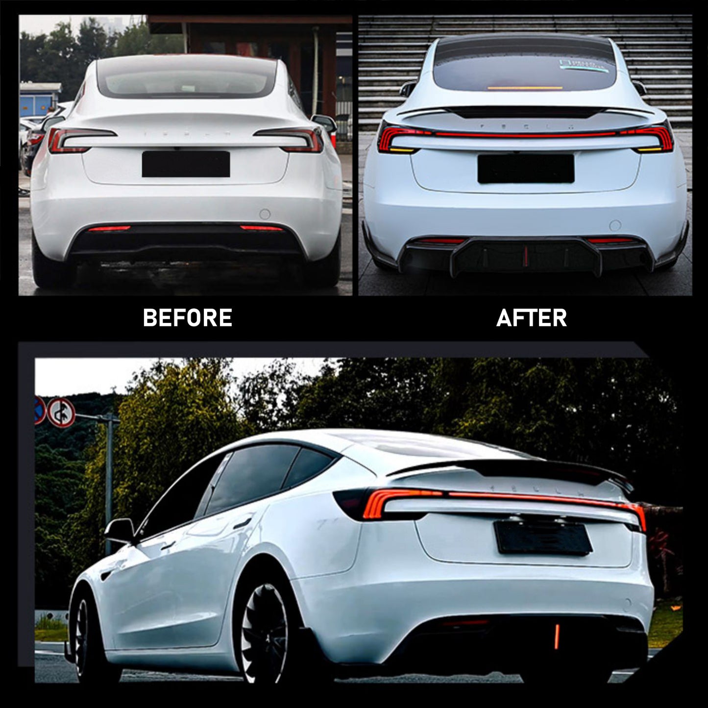 Black ABS Rear Trunk Light Blade Spanning Tail Light Fits For Tesla Model 3 Highland