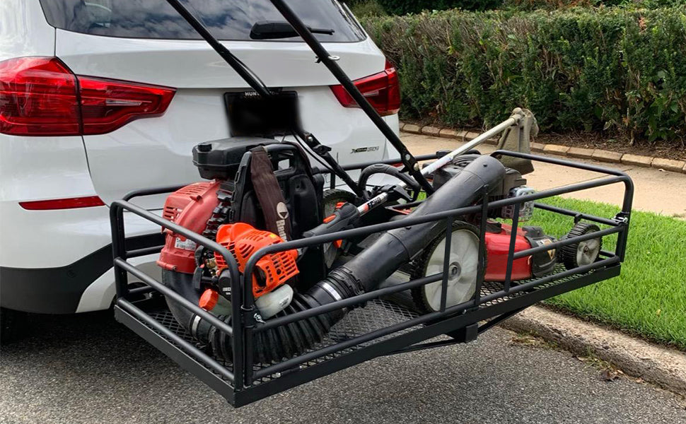 Hitch Mount Cargo Carrier Rack High Side 59" x 24" x 14" Folding Rear Luggage Basket Fits 2" Receiver for Car SUV Camping Traveling - OMOTOR