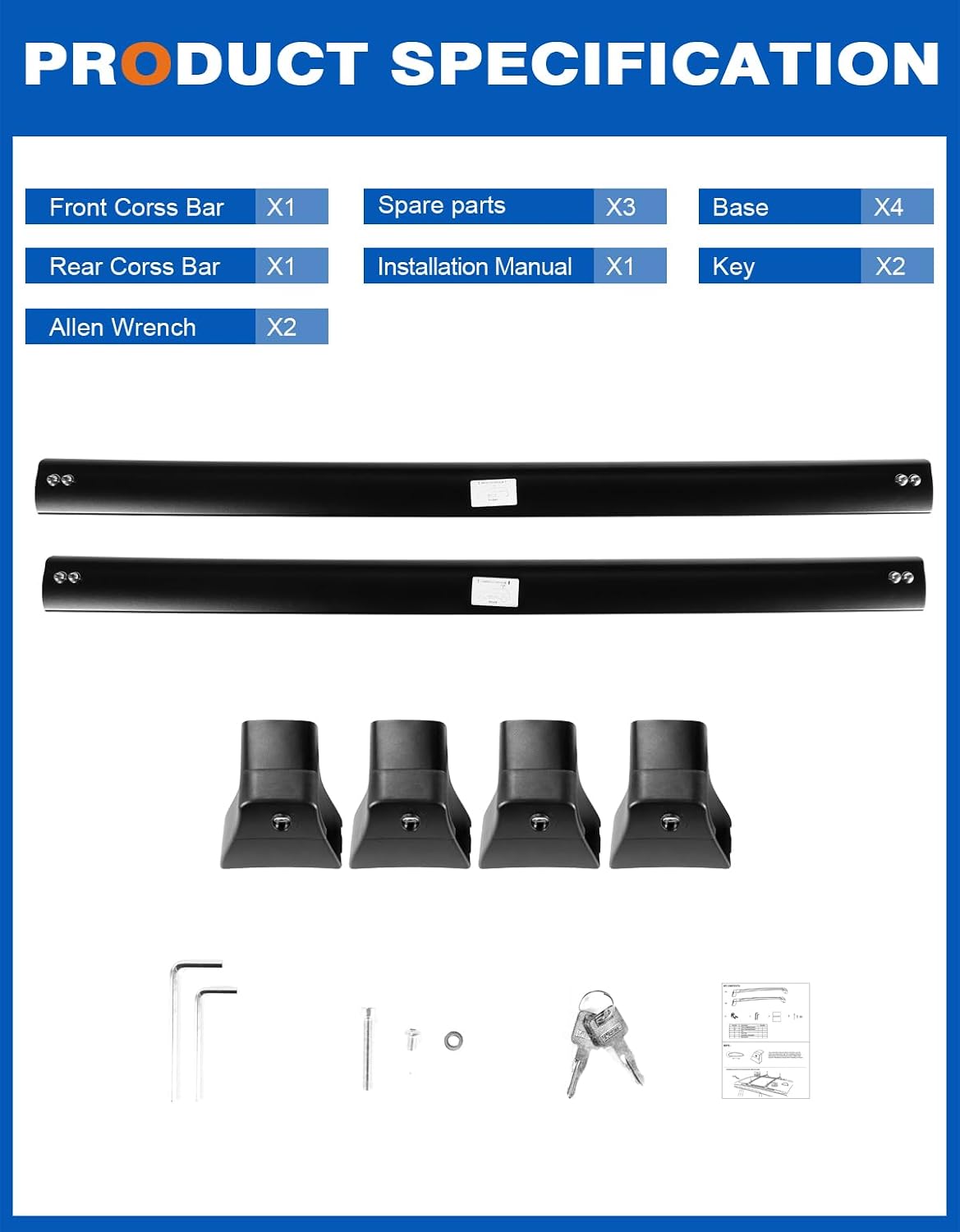300lb Aluminum Roof Rack Cross Bars Compatible with Jeep Grand Cherokee L 2021-2026 and 2022-2026 Grand Cherokee WL