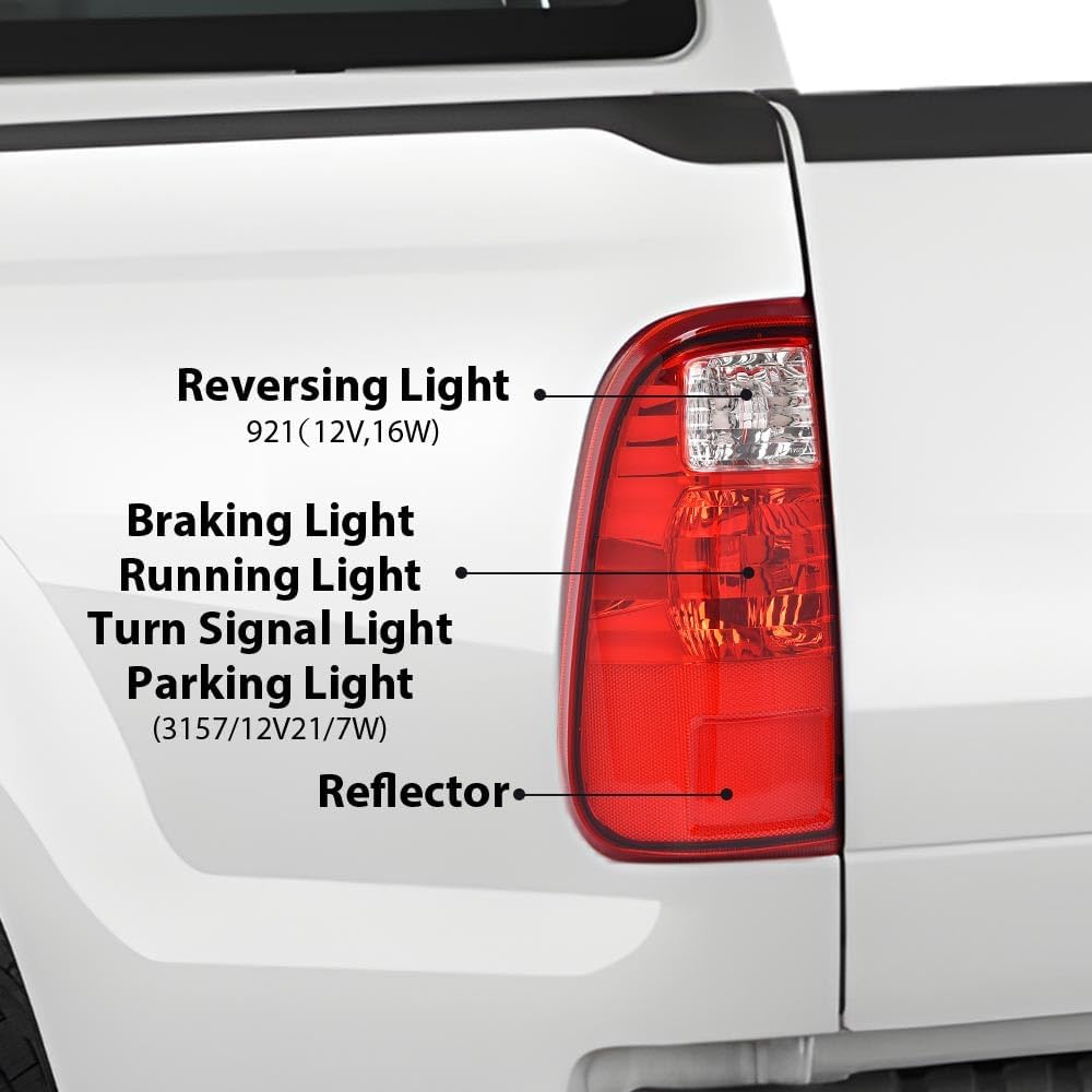 Left & Right Rear Tail Light Assembly for 2008-2016 Ford F-250 F-350 F-450 Super Duty - OMOTOR