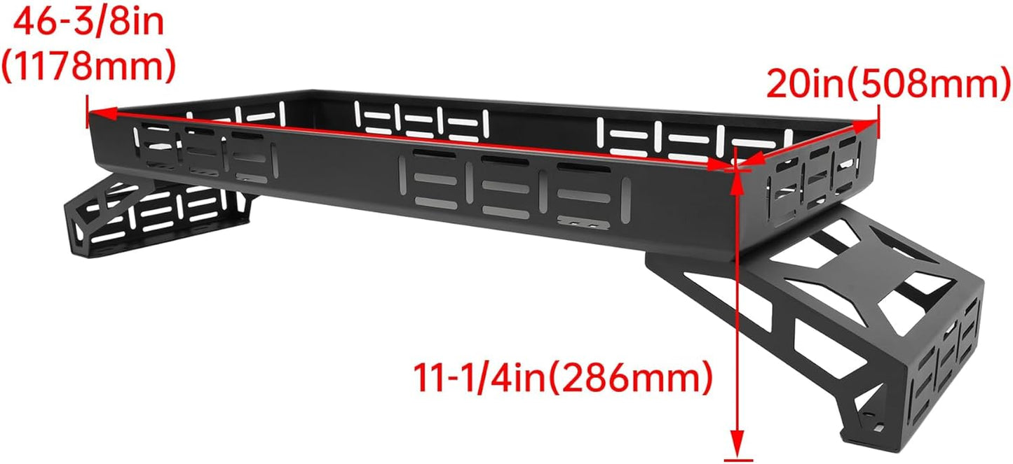 HECASA Overbed Cargo Rack UTV Compatible with Fully Adjustable Mounting Brackets Accommodate Bed Rail Widths from 39.7" - 56.3" (Inside Width) Full-Bed Rack
