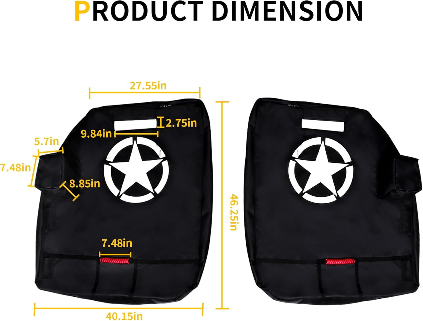 Door Storage Bags Compatible with 1976-2025 Jeep Wrangler YJ TJ JK JL 4XE Gladiator JT Accessories Car Doors Storage Cover with Hangers Design, Hinges Cut, Mirror Organizer Bag, Handles, 2 Pack