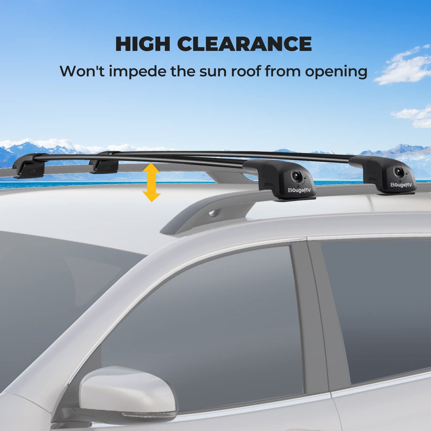 Roof Rack Cross Bars Compatible with Jeep Grand Cherokee Altitude & SRT & Trackhawk with Roof Black Moldings 2011-2022, Aluminum Crossbar Replacement with Lock for Roof Cargo Kayak Skiboard - OMOTOR