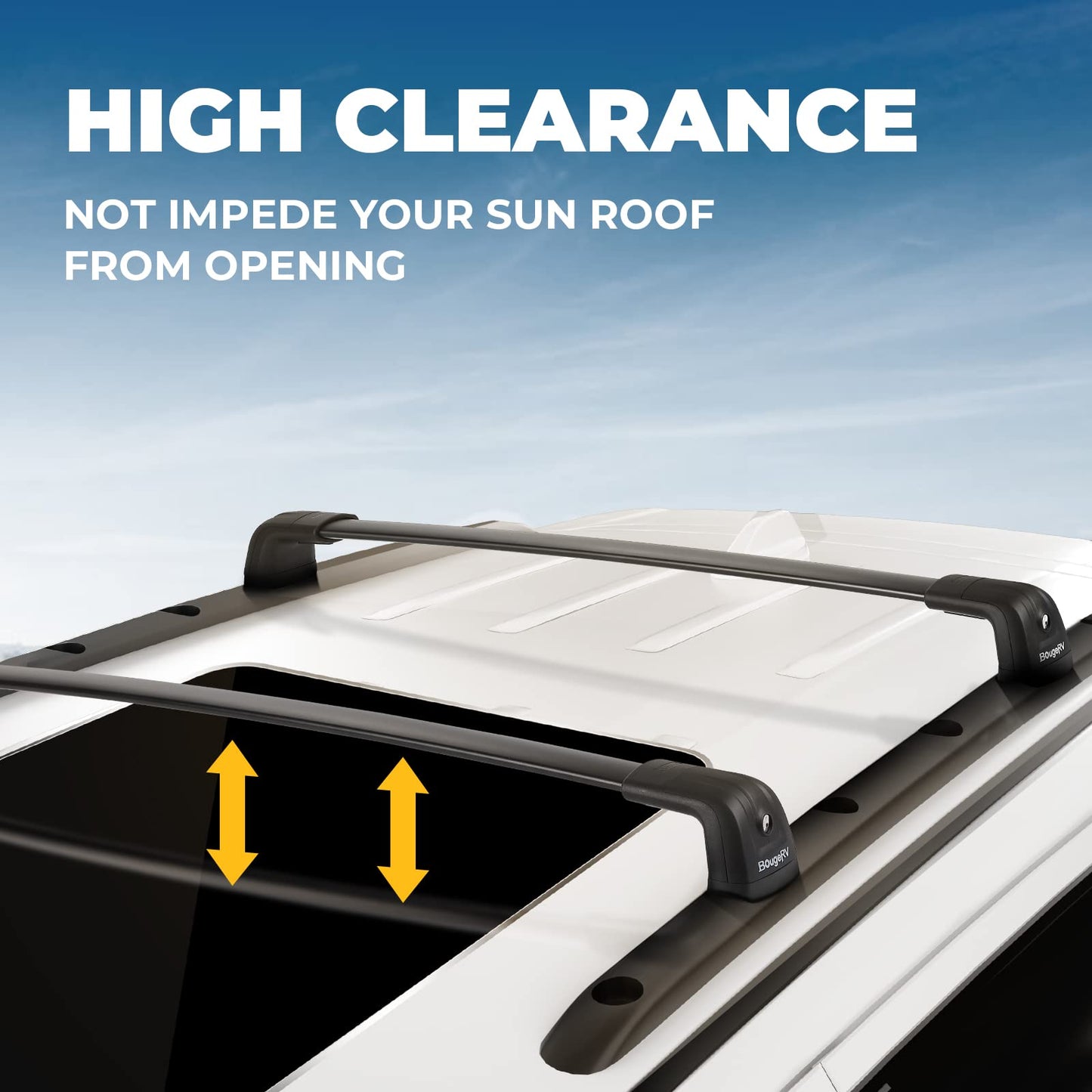 Roof Rack Cross Bars Compatible with Jeep Grand Cherokee Altitude & SRT & Trackhawk with Roof Black Moldings 2011-2022, Aluminum Crossbar Replacement with Lock for Roof Cargo Kayak Skiboard - OMOTOR
