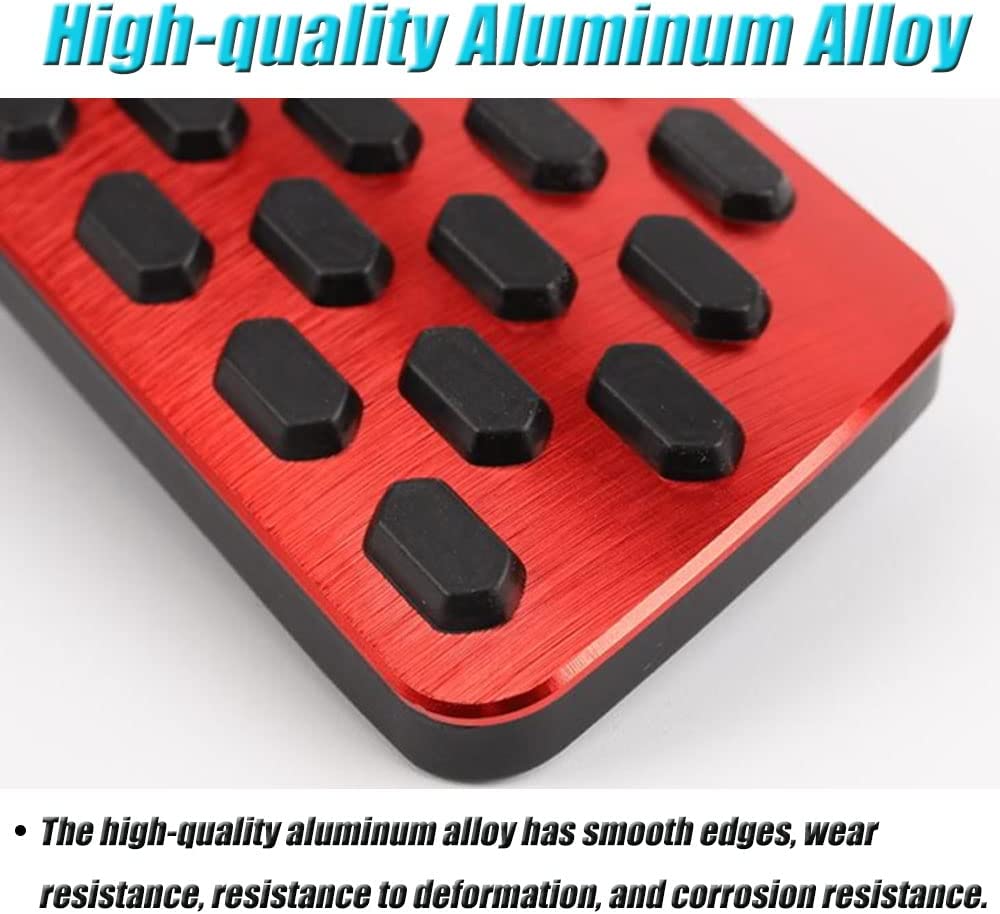For Jeep Wrangler JL 2018-2023/Gladiator JT2020-2023 2PCS Aluminum Anti-Slip No Drilling Brake and Gas Accelerator Pedal Pad Cover Foot Pedal Pads Kit Interior Decoration Accessories(RED) - OMOTOR