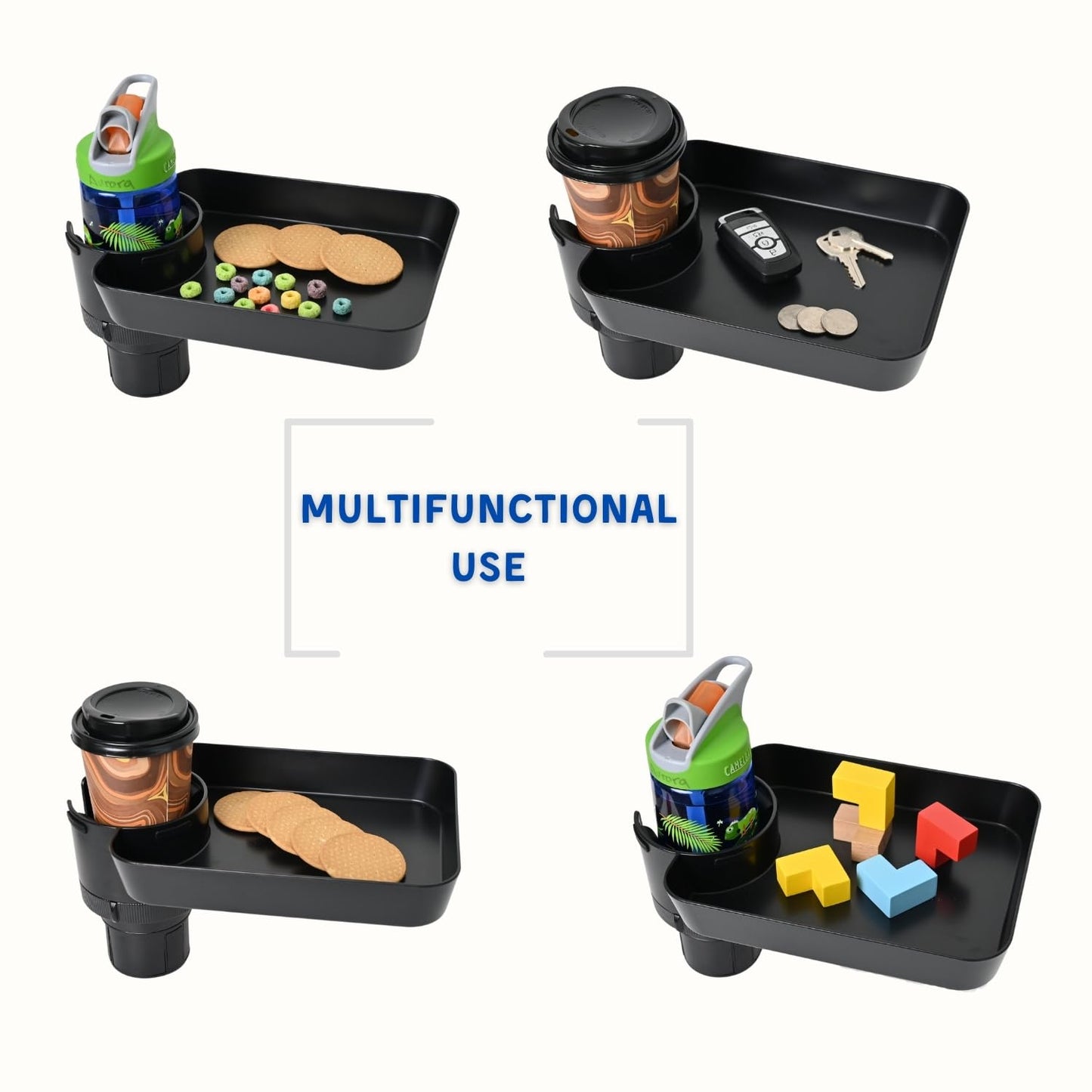 Adjustable Car Seat Tray with Anti-Shake Cup Holder for Kids