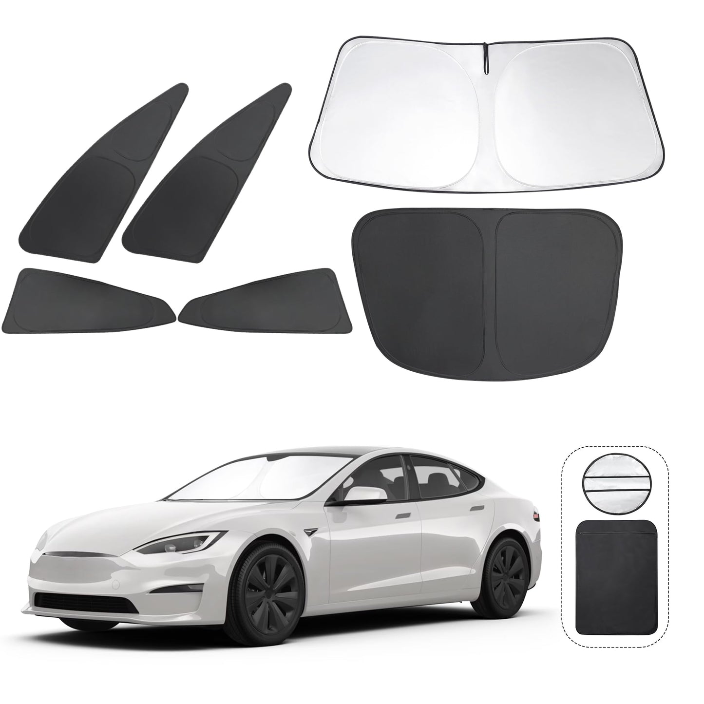 5PCS Windshield Sun Shade Custom Fit for 2021-2024 2025 Ford Bronco Accessories(Not for Bronco Sport) Foldable Sunshade Side Rear Window Shade Cover Full Set Privacy Protection