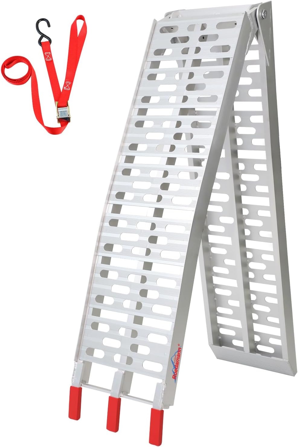 7.5'L Loading Ramp with 750 LBS Capacity, Foldable Aluminum Ramp for ATV/Motorcycles/Trucks (1 Piece, Silver) - OMOTOR