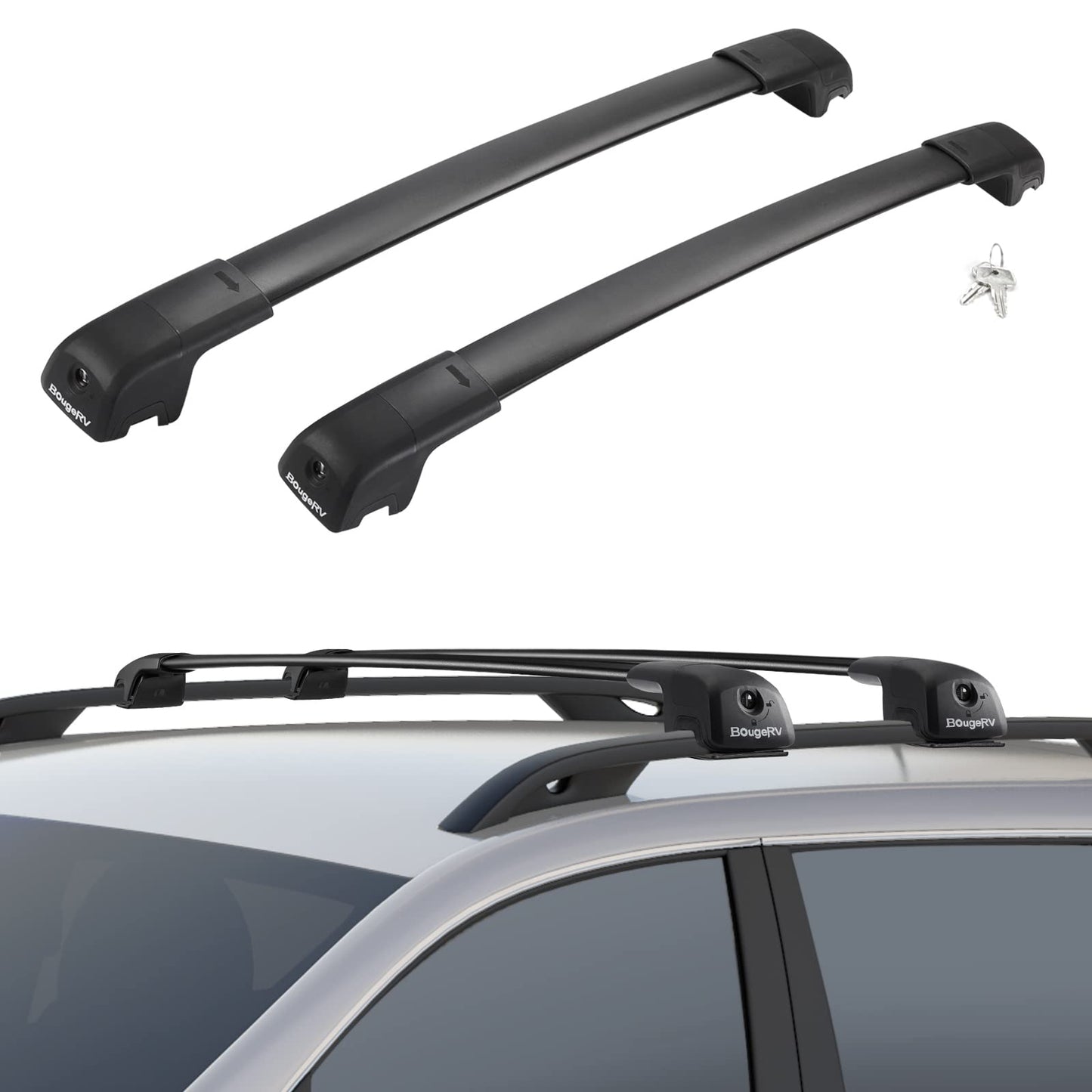 Roof Rack Cross Bars Compatible with Jeep Grand Cherokee Altitude & SRT & Trackhawk with Roof Black Moldings 2011-2022, Aluminum Crossbar Replacement with Lock for Roof Cargo Kayak Skiboard - OMOTOR