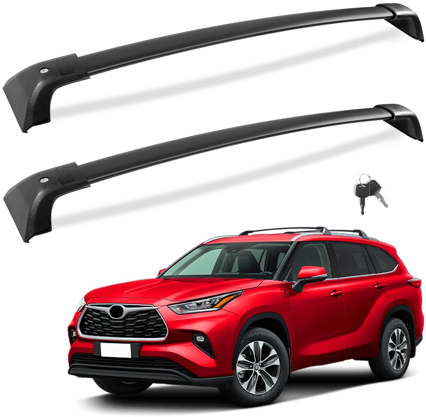 220lbs Roof Rack Cross Bars Compatible with Ford Explorer 2020-2024, Heavy Duty Aluminum Anti-Theft Lockable Metal Lock Roof Rails Crossbars Rooftop Cargo Bars Luggage Racks Carrier - OMOTOR