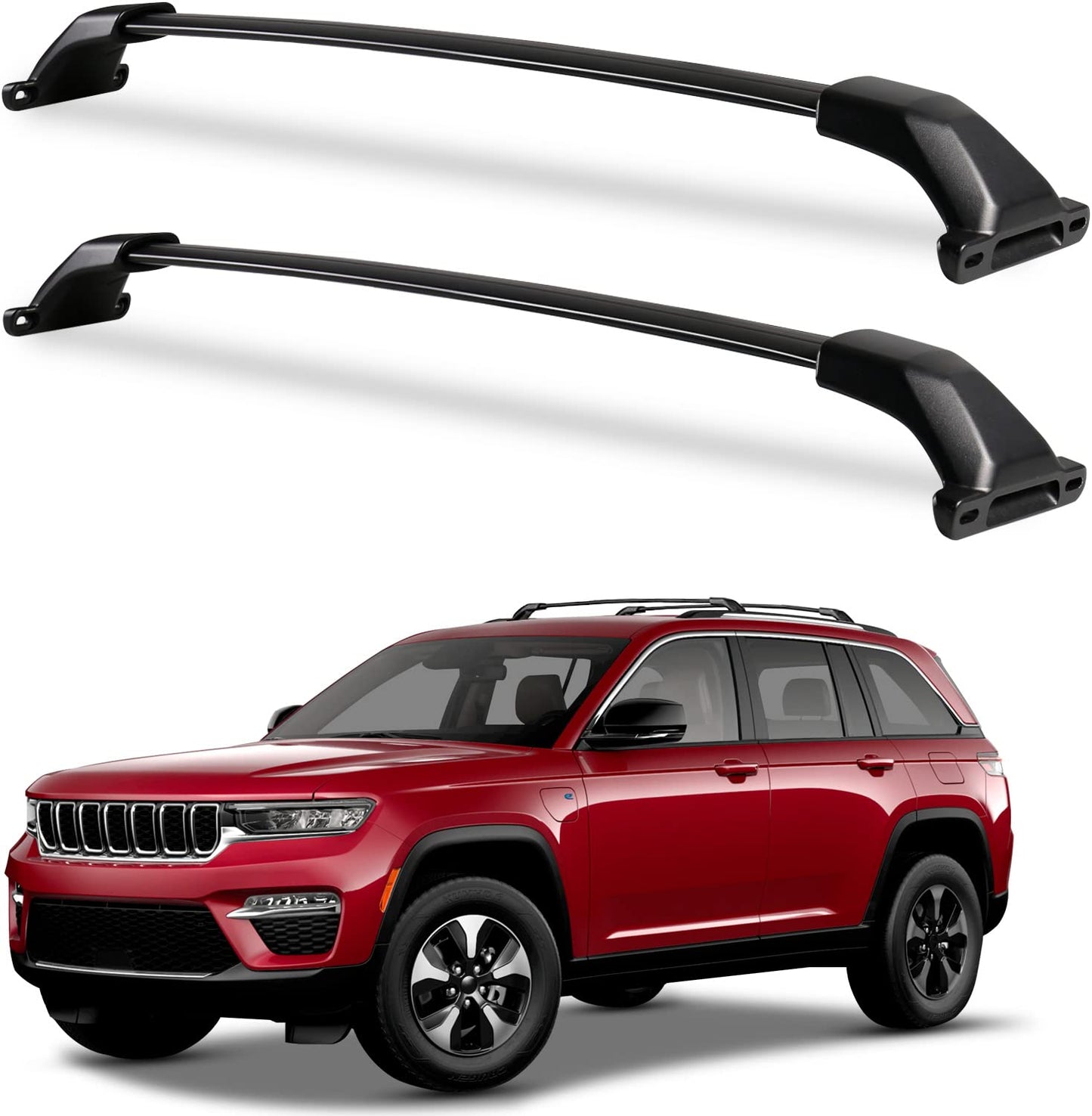 Roof Rack Cross Bars Compatible with Jeep Grand Cherokee L 2021-2024 and 2022 2023 2024 Grand Cherokee WL, Heavy Duty 220lb Aluminum Crossbar Racks Roof Rail Rooftop Luggage Canoe Carrier - OMOTOR