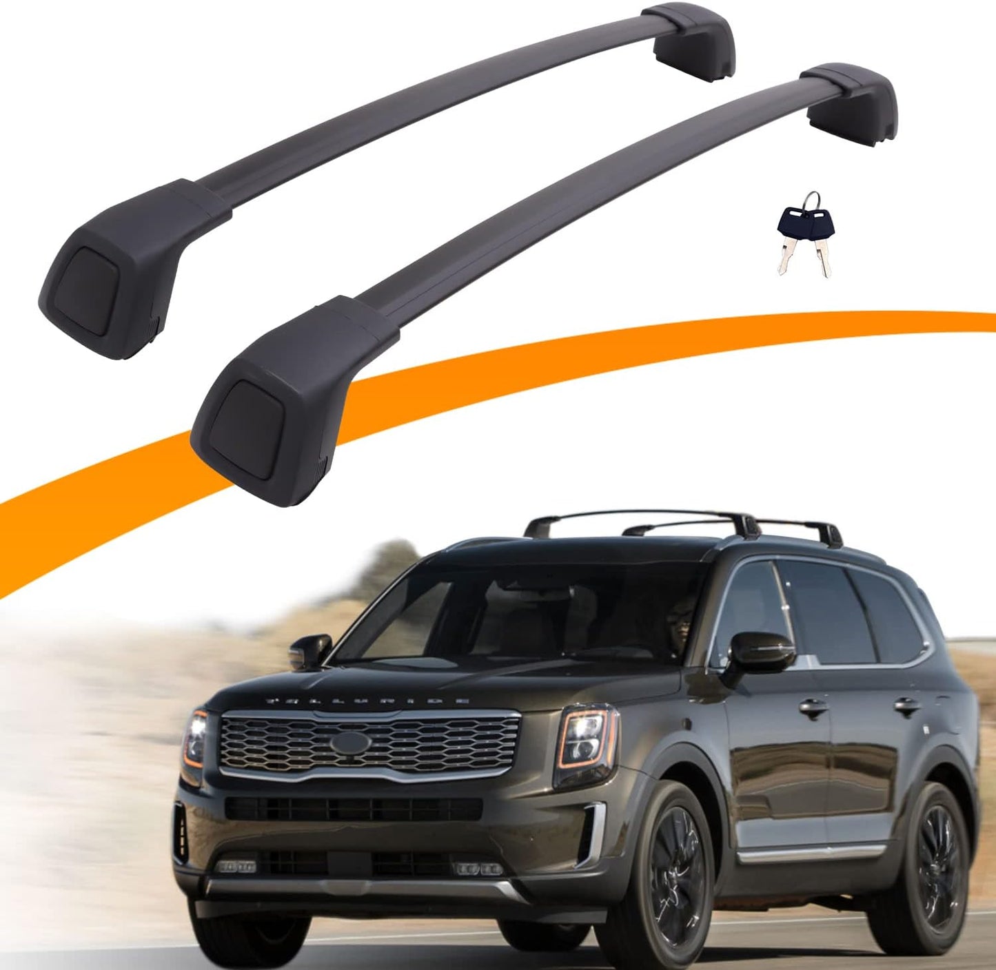 Upgraded Roof Rack Cross Bars Fit for 2019-2024 Kia Telluride S SX SX-P EX Lockable Crossbars for Ski Kayak Bike Basket - OMOTOR