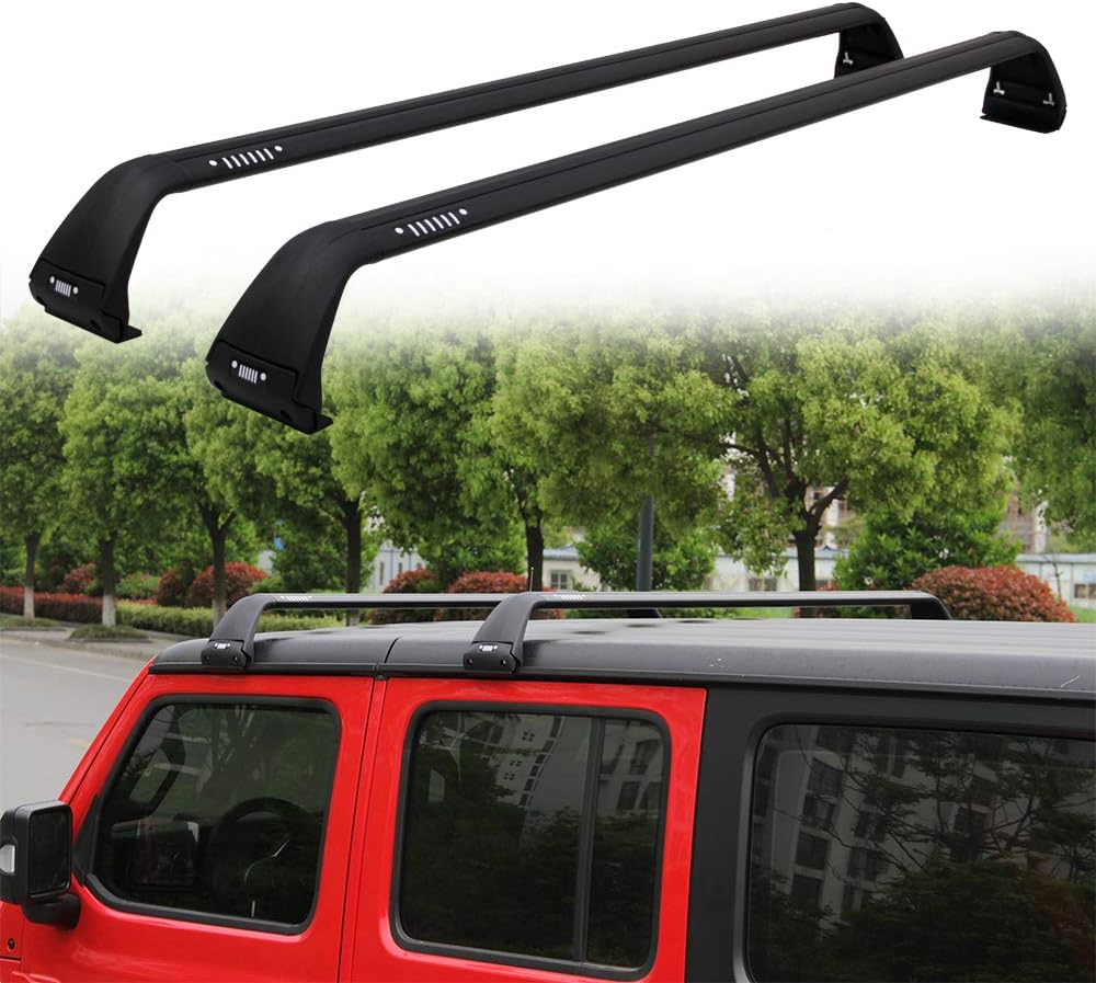 Snailfly Black Luggage Roof Rack Fit for 2007-2025 Jeep Wrangler JK JL Gladiator JT 2&4 Door Cross Bars