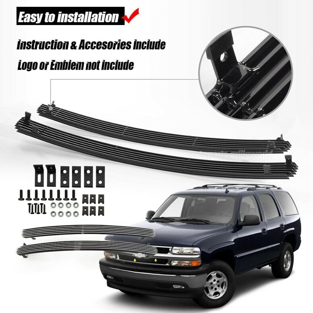 Billet Grille Grill for 1999-2002 Chevy Silverado 1500/2006 Tahoe Front Grille Insert Mirror Polished Main Upper Grill