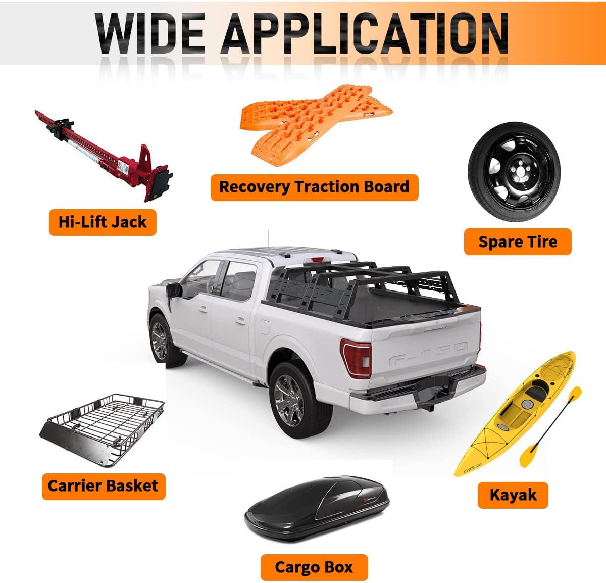 Truck Bed Rack Overland Tent Rack Compatible with 2009-2023 Ford F150 & Raptor - OMOTOR