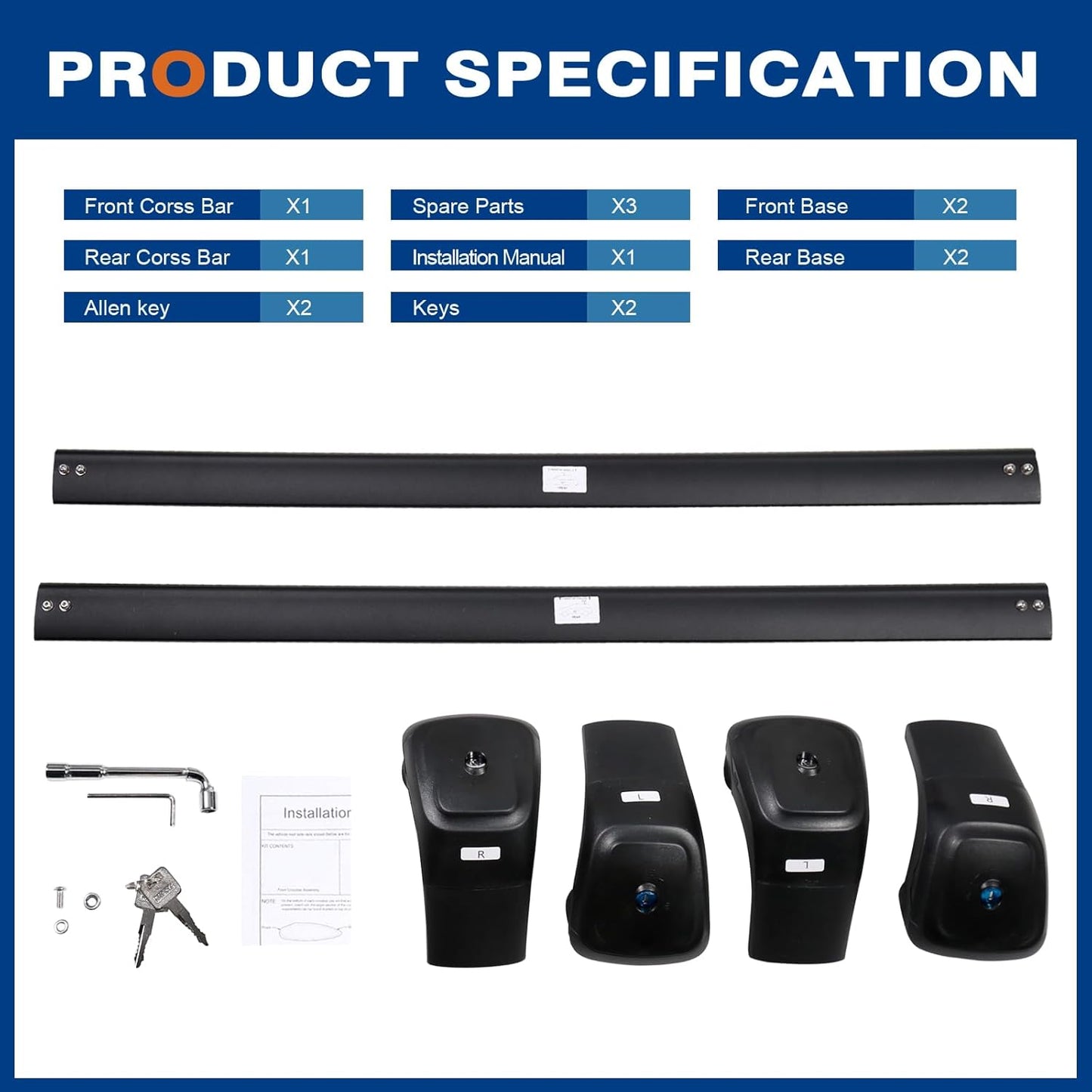 Heavy Duty 330lb Roof Rack Cross Bars Compatible with Chevrolet Suburban & Tahoe 2021 2022 2023 2024 GMC Yukon XL, Cadillac Escalade ESV Lockable Aluminum Black Crossbar Carrier Luggage - OMOTOR