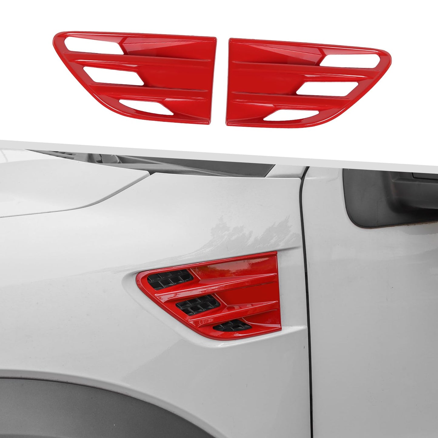 Jimen Fit for Ford F-150 SVT Raptor 2009-2014, 2PCS Car Side Fender Vent Cover Trim (Black)