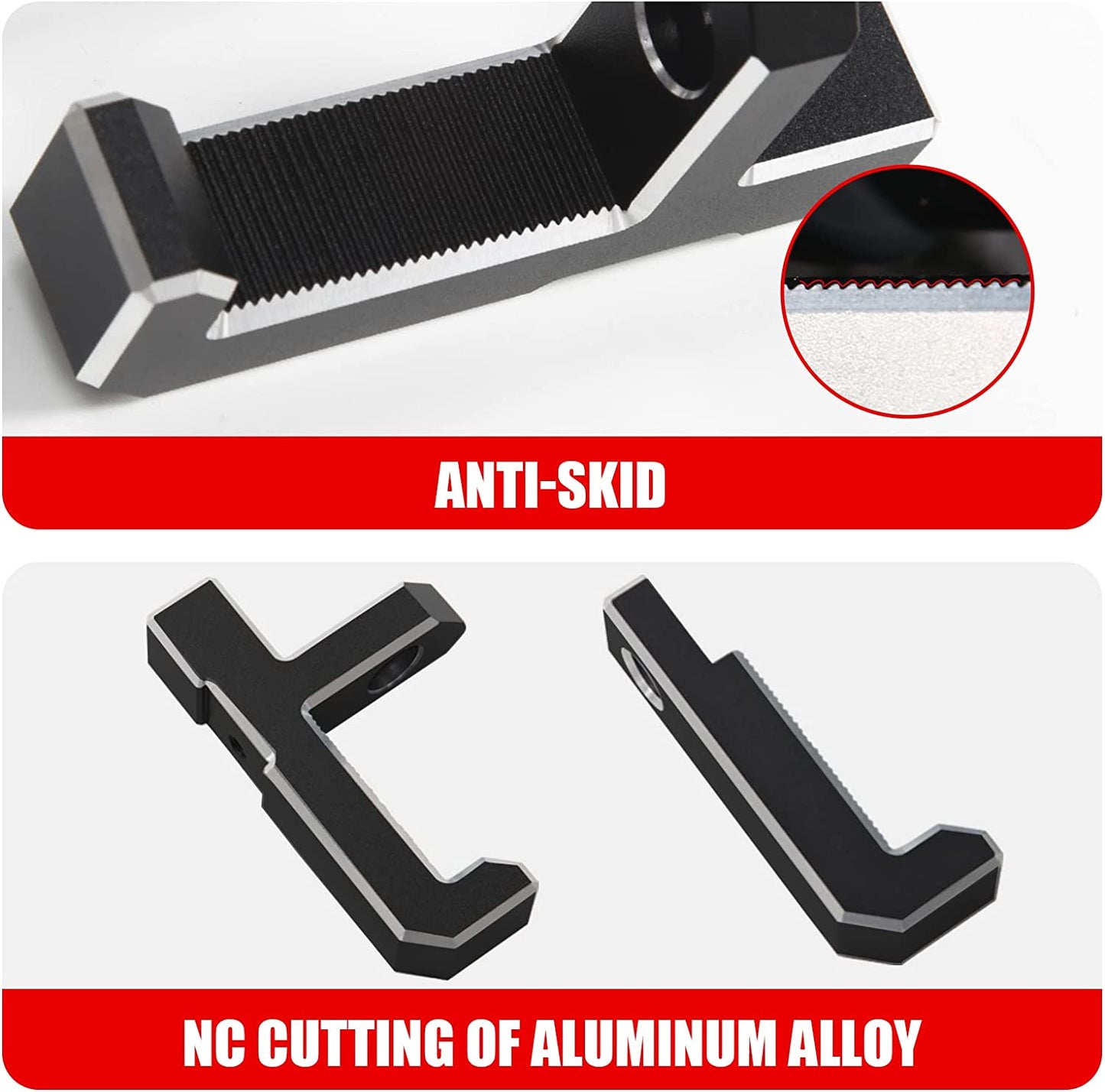 Aluminum Trunk Grocery Bag Hooks for Ford Bronco Accessories 2021 2022 2023 4-Door Black Interior Organizer (T+J-Shaped) - OMOTOR