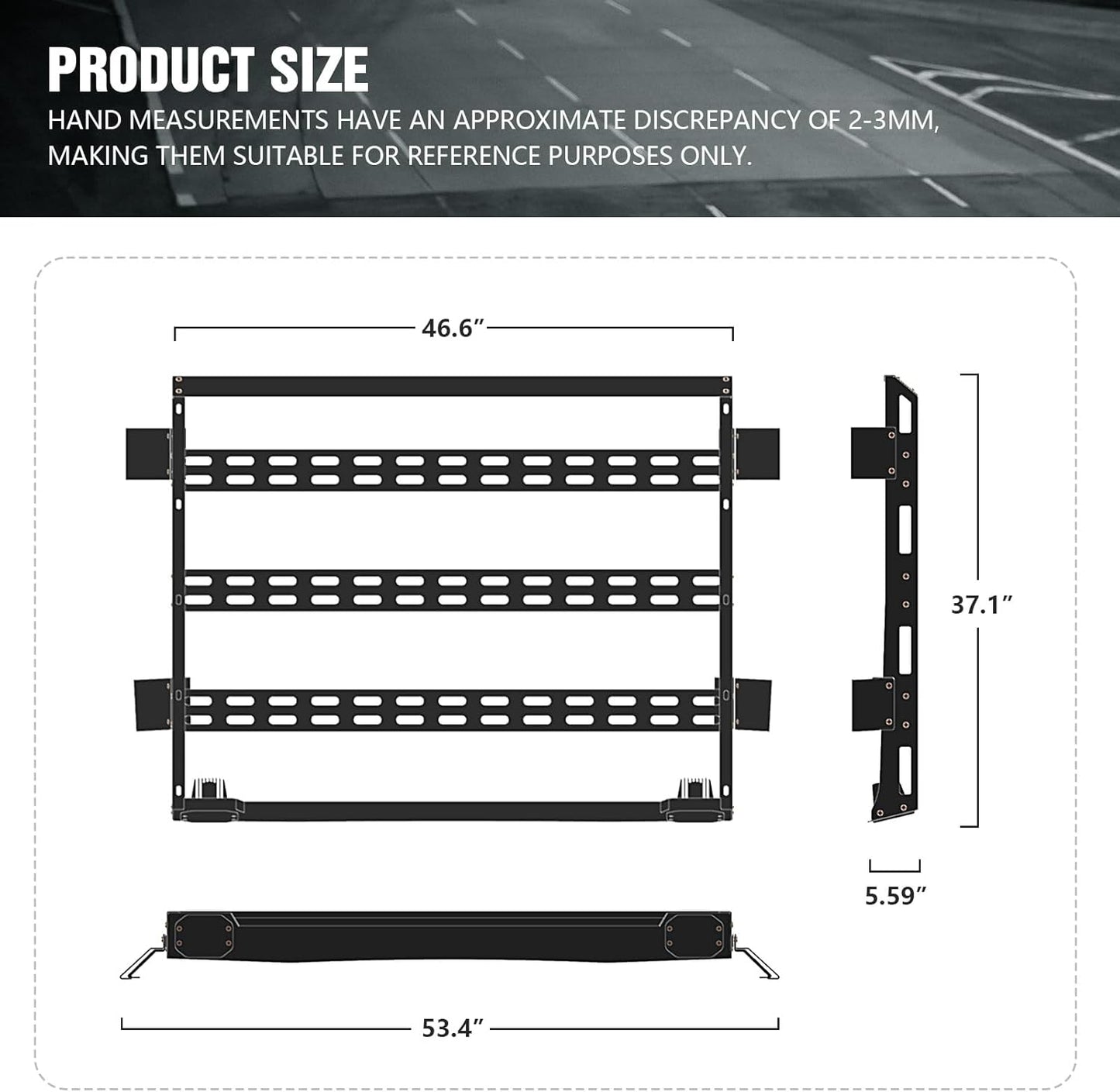 Bronco Half Short Roof Rack Rear Cargo Basket with 2 Pcs Led Light Bars Compatible 2021 2022 2023 2024 Ford Bronco Hardtop 4-Door (Exclude Bronco Sport) Rooftop Storage Carrier Luggage Rack