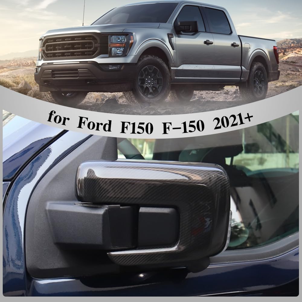 Dry Carbon Fiber Side Mirror Cap Cover for Ford F150 F-150 Raptor R Shelby Lariat Platinum 2021 2022 2023 2024,Sideview Rearview Mirror Overlay