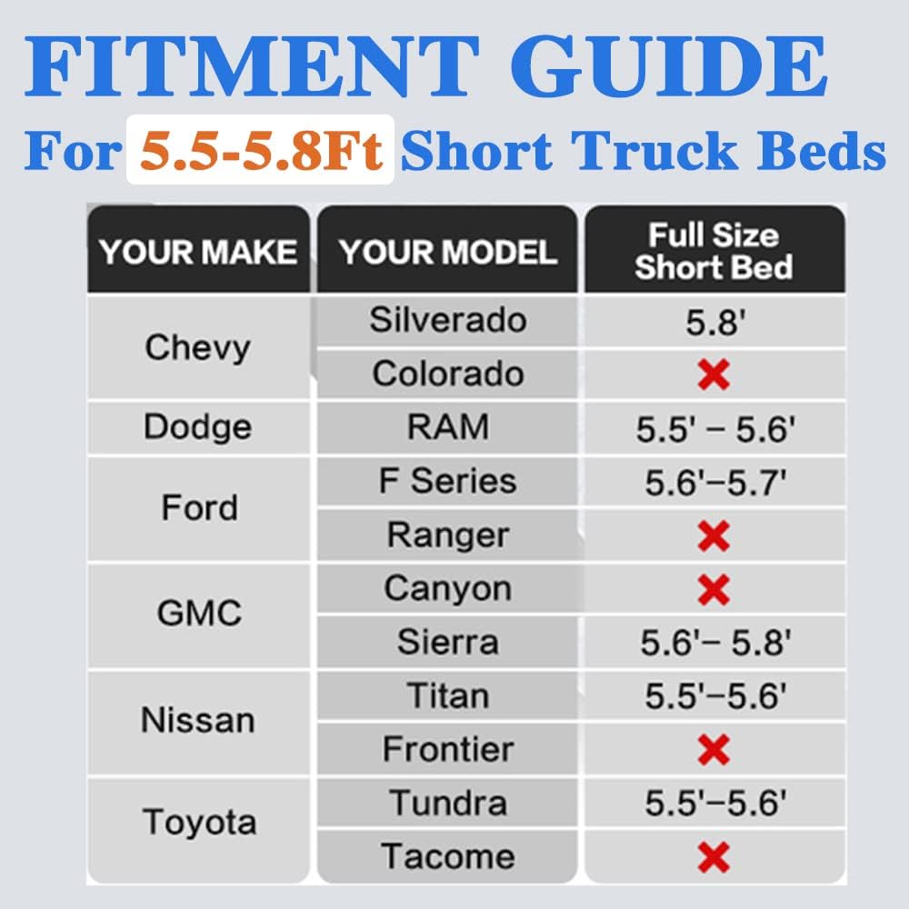 Inflatable Truck Bed Air Mattress for Full Size Short Truck Beds, 5.5-5.8ft, with Pump & Carry Bag. Perfect for Outdoor Adventures. - OMOTOR