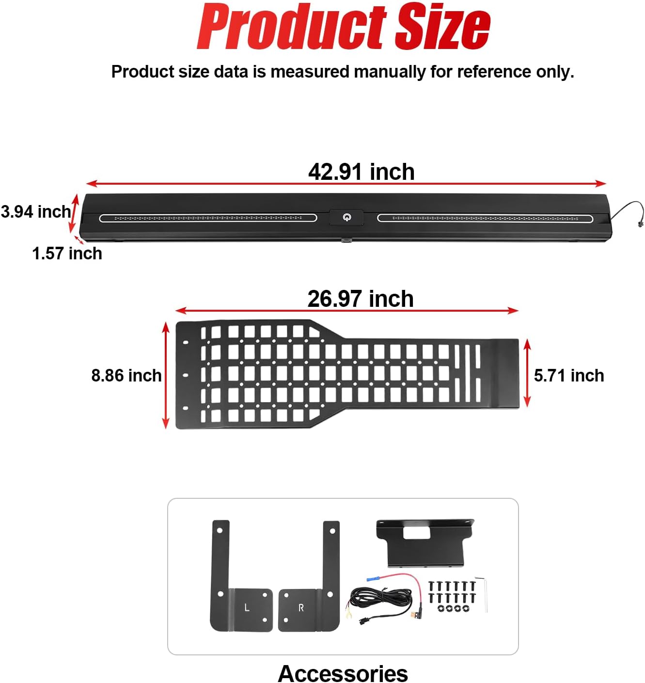 Overhead Molle Panel with Integrated LED Ceiling Light for 2021-2025 Ford Bronco 4 Door Roof Reinforcement Cross Bar Interior Accessories